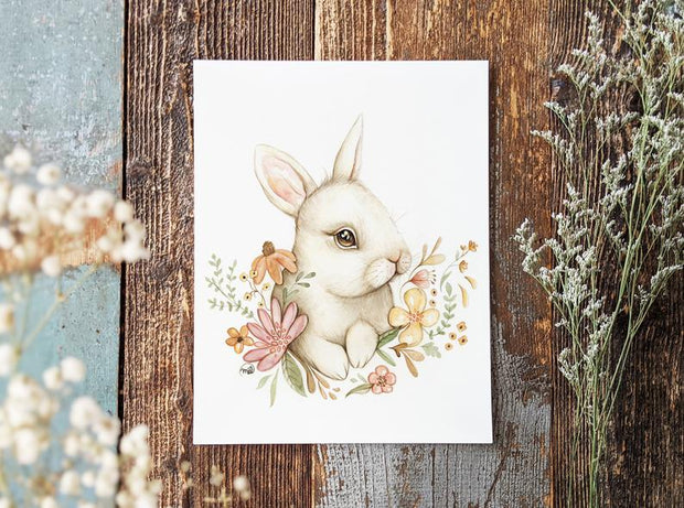 Affiche d'un mignon lapin blanc